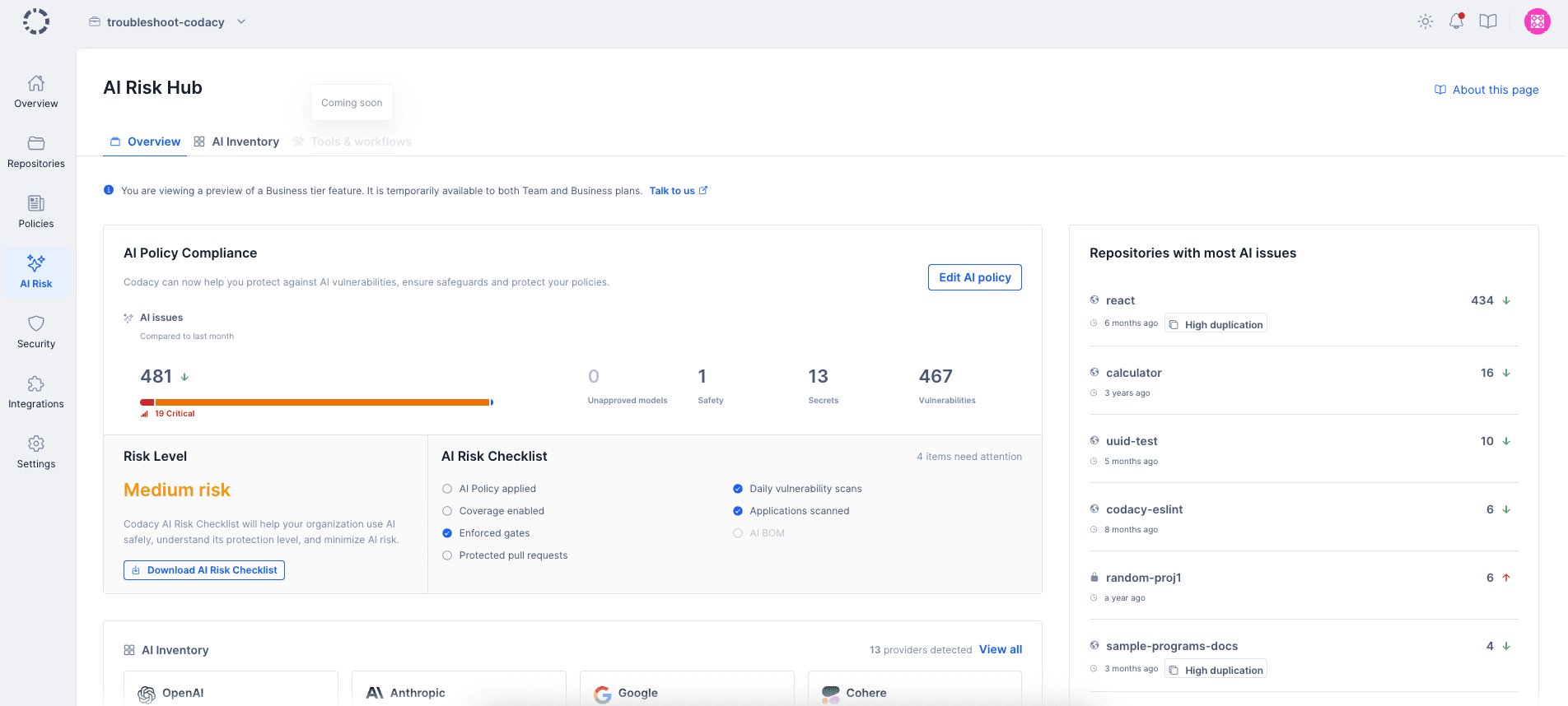 AI Risk Hub overview